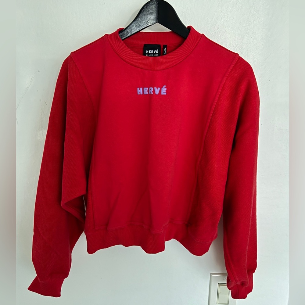 HERVE by Herve Leger Sweatshirt, size M, Red